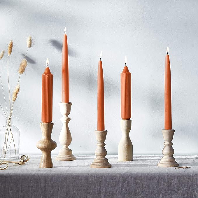 Root Candles 4-Count Unscented Dinner Candles Dripless Beeswax Enhanced Grecian Collenette Boxed Candle Set, 7-Inch, Rust
