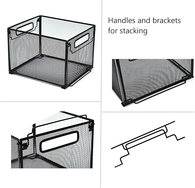 SETTFRFE 2 Pack File Organizer,Metal File Crates for Hanging Folders,Hanging Folder Organizer,Letter Size, Black