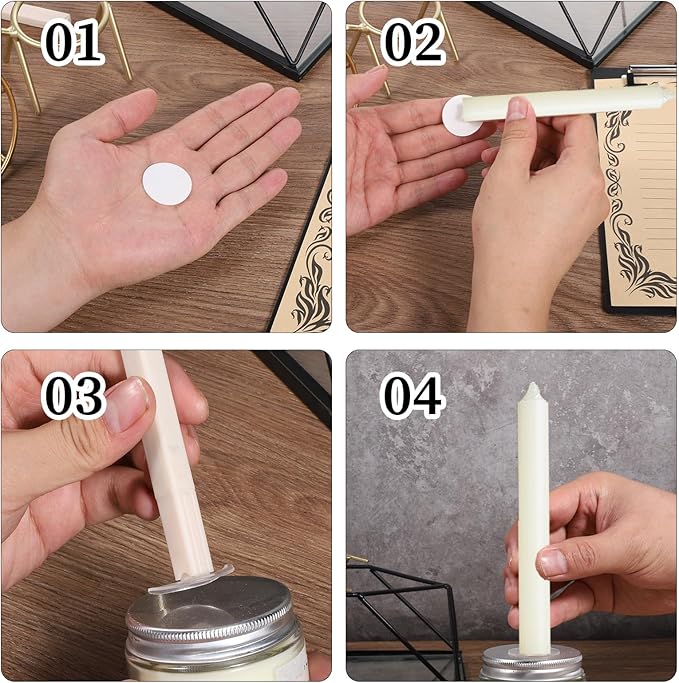 Candle Adhesive, 72Pcs Stay Put Candle Grips Taper White Taper Candles Holders Adhesive candl Grips Sticky Dots Tapers Candles Small Accessories for Holders Inserts