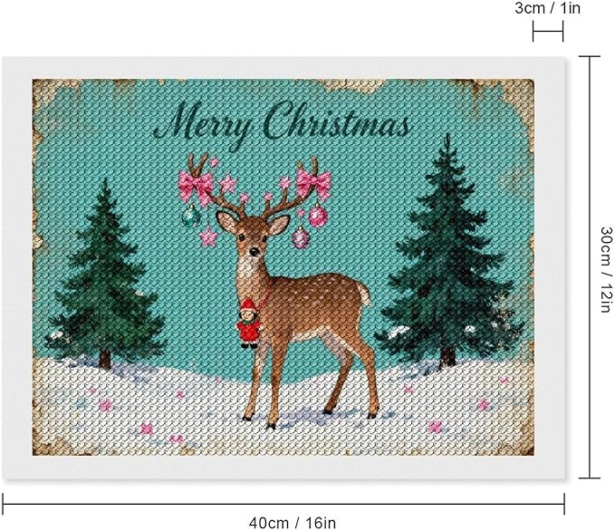 AIVKIEJK Diamond Painting Kits for Adults - Merry Pink Christmas Santa Deer & Tree Painting DIY 5D Full Drill Diamond Dots Paintings with Diamonds Gem Art and Crafts Home Decor 12"x16"