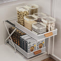 Carbon Steel Pull out Cabinet&Drawer Organizer,Adjusted to 3 different heights(12.4“&14.8”&16.4“),2 Tier Sliding Drawers for Kitchen,Bathroom,Office,Makeup Crafts, Condiment Pull-out basket
