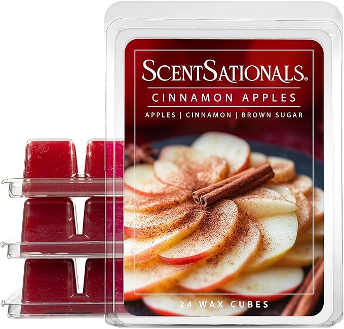 Scentsationals Wax Melts Strong Scent - Cinnamon Apples - Long Lasting Scented Melts for Warmers, 10oz (24-Cubes)