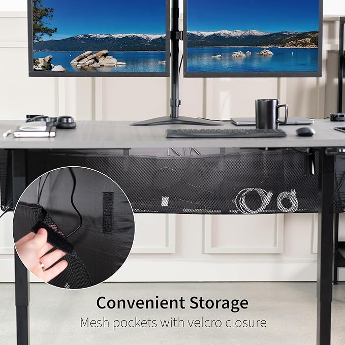 VIVO Black 71 inch Under Desk Privacy and Cable Management Organizer Sleeve, Wire Hider Kit Panel System, DESK-SKIRT-71