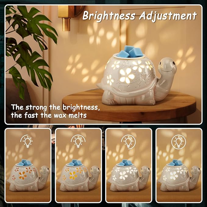 LESES Electric Wax Melt Warmer, Turtle Ceramic Wax Warmer Burner for Scented Cubes, Candle Wax Melter with 2 Light Bulbs Fragrance Oil Warmer for Home Bedroom Aromatherapy Gifts for Mom Grandma