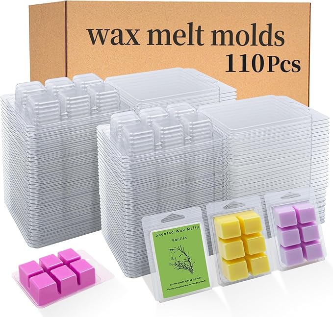 Thickened Wax Melt Molds Containers Clamshells Packaging for Wax Melts,Wax Tart Packaging for Enterprises or Households,Wax Seal Mold,Scentsy Wax Melts,Soy Wax,Wax Melt Warmer (110pcs)