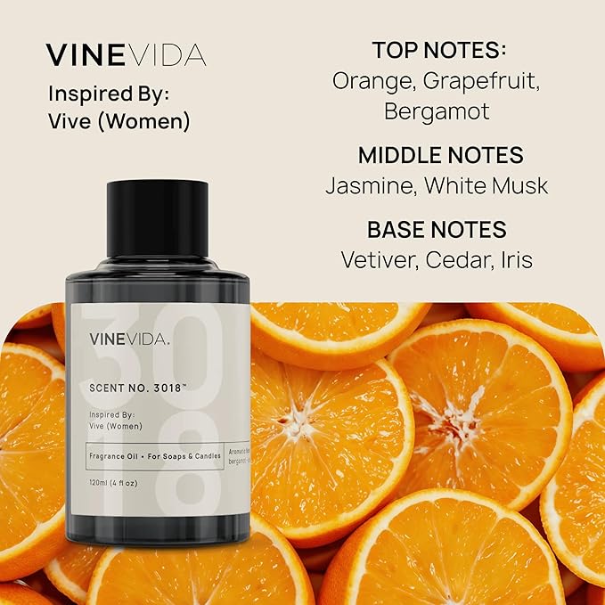 VINEVIDA Scent NO. 3018 Fragrance Oil - 120mL (4oz) - Inspired by: Vive (Women); Candle Fragrance Oil for Soy Candles - Soap Making Scents