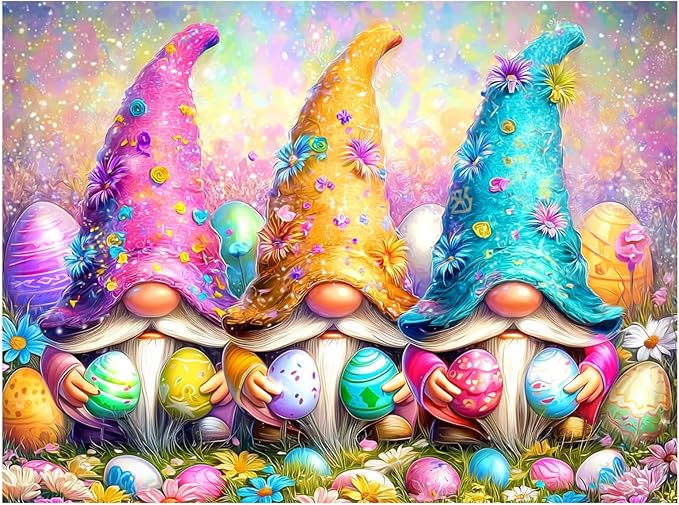 Reivworl Easter Diamond Art Kits for Adults, Easter Diamond Painting Kits, 5D Gem Art Kit for Gifts and Home Interior Decor 12x16 Inch
