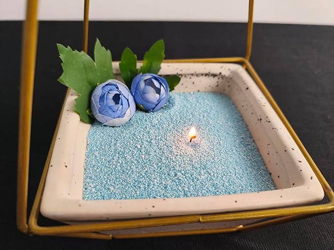 DRMAISON Pearled Candle Wax Sand DIY Kit - 17.6 oz, Powder Blue, Non-Toxic&Smoke-Free, Refillable with 30 Wicks, Long-Lasting Flame, Highly Customizable for Wedding, Party&Holiday Decor