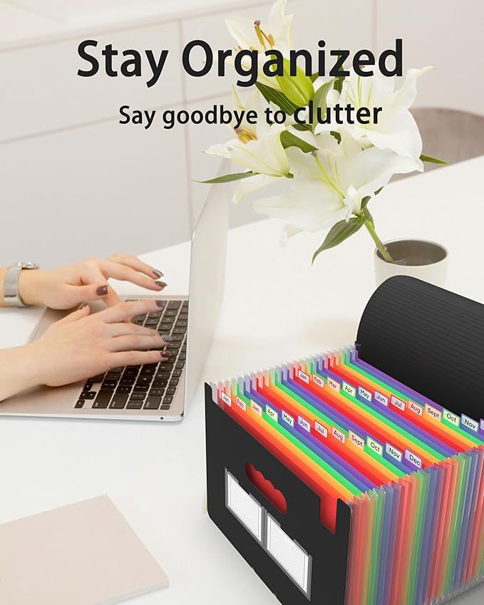 Accordion File Organizer, 3 Pack 24 Pockets Expanding File Folders, Portable Monthly Bill Receipt Documents Organizer with Colorful A-Z Tabs, Letter/A4 Size - Blue