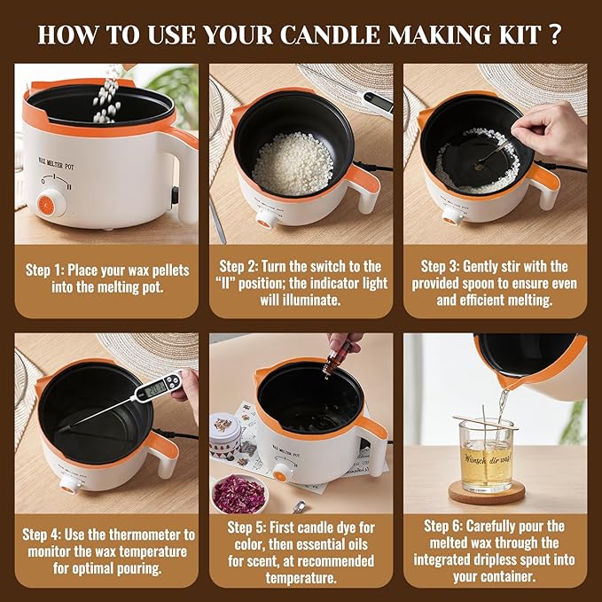 Candle Making Kit with Warmer Lamp & Wax Melter, Complete DIY Candle Making Kit for Adults & Beginners, Craft Your Signature Scent Style with All-In-One Supplies, Ideal for Home Relaxation, Gifting