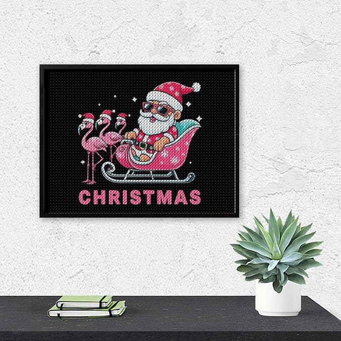 AIVKIEJK Diamond Painting Kits for Adults - Christmas Santa Flamingo Xmas Painting DIY 5D Full Drill Diamond Dots Paintings with Diamonds Gem Art and Crafts Home Decor 12"x16"