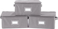 Covermates Keepsakes Zip-Top Storage Box Set, 3 Pack Heavy Duty Polyester Organizer Bins, Stackable Design, ID Window, Reinforced Handles, Closet Home Storage, Graphite