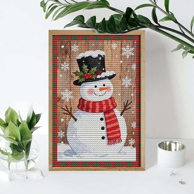 AIVKIEJK Diamond Painting Kits for Adults - Festive Snowman Red Scarf Painting DIY 5D Full Drill Diamond Dots Paintings with Diamonds Gem Art and Crafts Home Decor 8"x12"