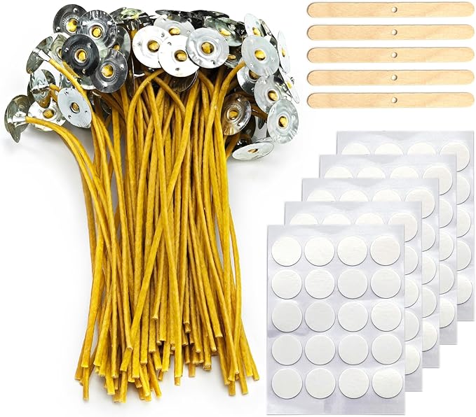 15cm Hemp Candle Wicks 100Pcs, Hemp Braided Wick for Handamde Candle Making, Pre-Waxed with Beeswax