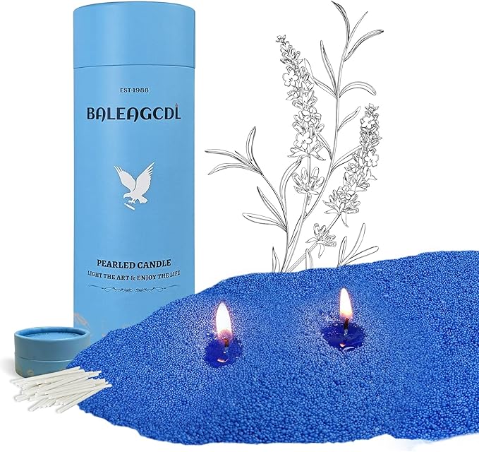 Granula Pearled Candle 18oz(1.1lb)–MANNYCOM Dark Blue Sage Forest Scented with 30 Cotton Wicks Refillable Candles Burns up to 110 Hours - Perfect for Home Decorative DIY
