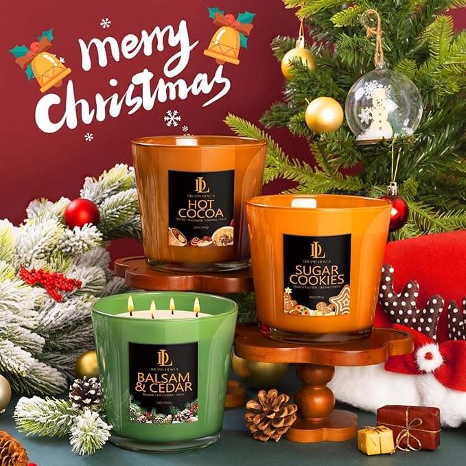 Large Candle Hot Cocoa Scented, 4 Wick Natural Soy Candles for Home Scented, 30oz Big Holiday Candle Long Lasting, Home Kitchen Scent Candles Housewarming Gifts for Women Men