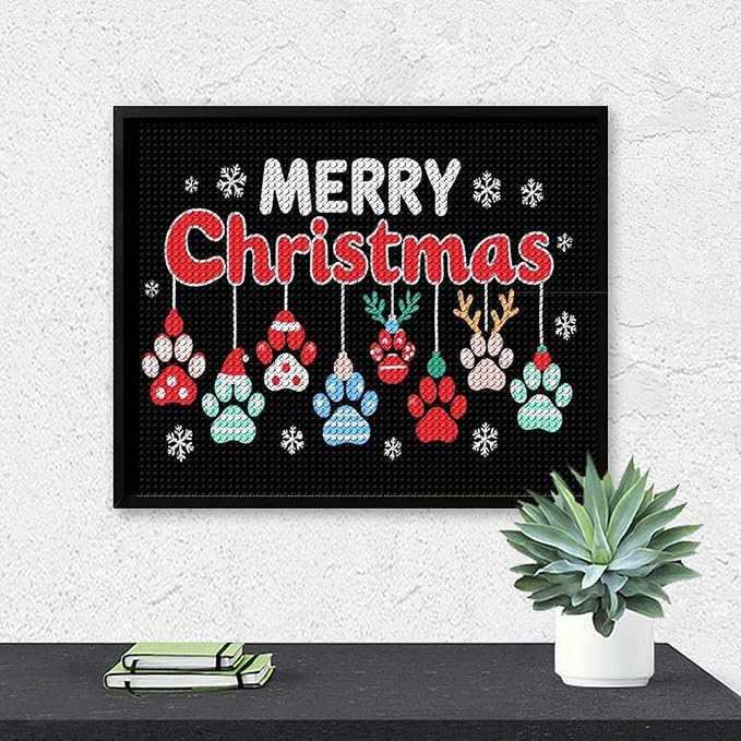 AIVKIEJK Diamond Painting Kits for Adults - Merry Christmas Paw Painting DIY 5D Full Drill Diamond Dots Paintings with Diamonds Gem Art and Crafts Home Decor 16"x20"