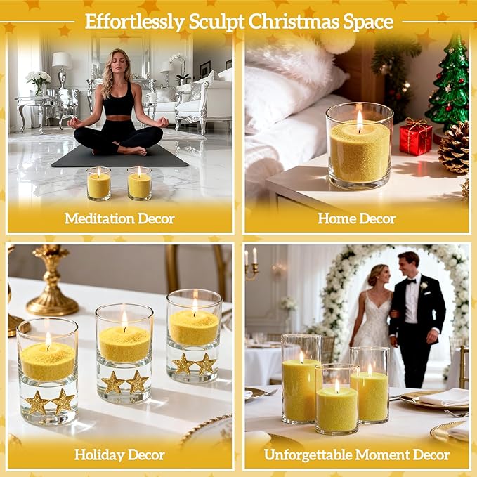 Sukh Gold Snow Pearled-Candles with Wicks - DIY Candle Sand,Sand Wax with Wicks,Wax,Refillable for Making,Weddings,Partie (Gold)