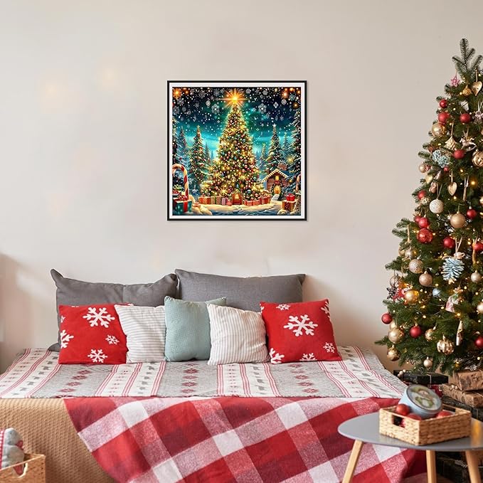 SENQAO Christmas Tree Diamond Art Kits for Adult, Candy House Diamond Painting Kits for Beginners, DIY Full Drill Winter Holdiay Rhinestone Diamond Dots Gem Painting Art Craft Home Decor 12 x12 Inch