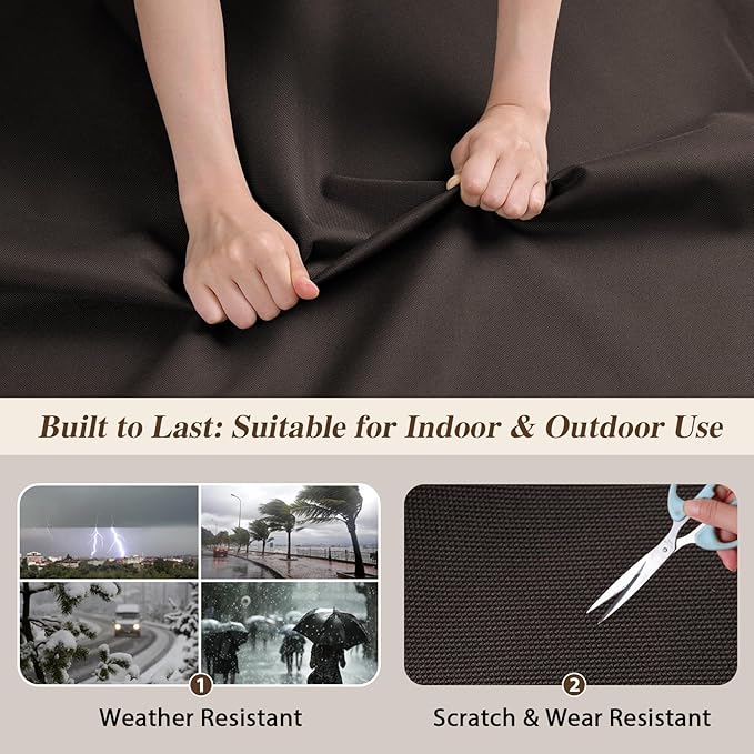 ANMINY 100% Waterproof Outdoor Fabric by The Yard, 58" W 600D Marine Canvas Fabric with PVC Backing, Ripstop Upholstery Material for Furniture Boat Covers Tent Awning, 1 Yard Dark Brown