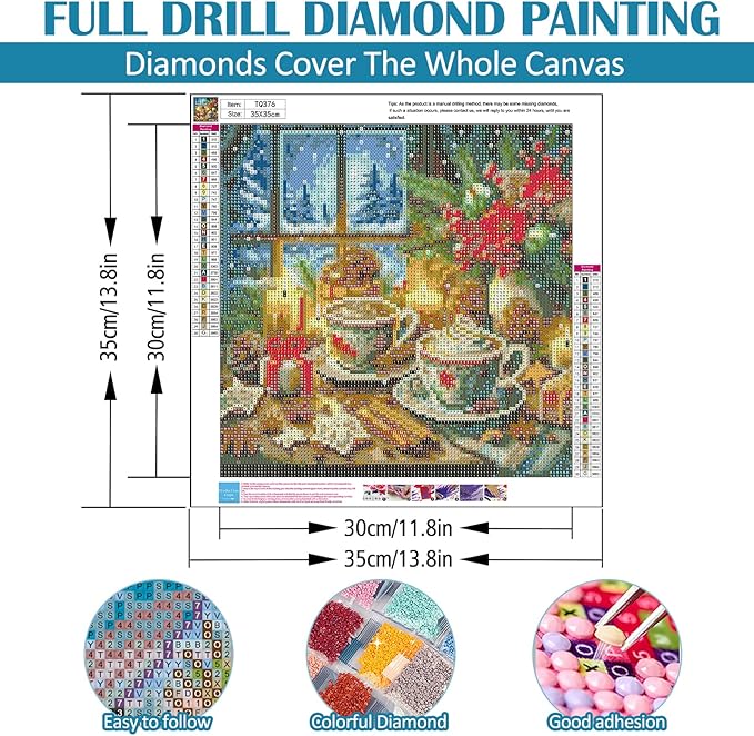 Christmas Family Candle Cup Diamond Art Kits for Adults, 5D Diamond Painting Kits for Adults Beginners, DIY Full Round Drill Diamond Dot Painting Gem Art Kits for Adult, Home Wall Decor 13.8x13.8 Inch