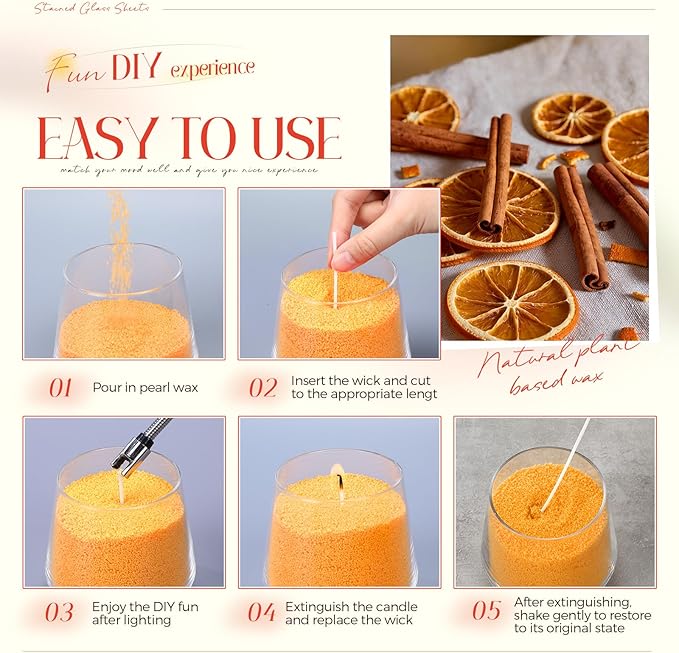 Pearled Scented Candle 2.2 lb Sand Wax Scented Sand Candle Mother's Day Kit for Women Love Gifts with Box 50 Wicks for Mother's Day Wife Couples Mother(Orange,Orange Cinnamon Flavor)