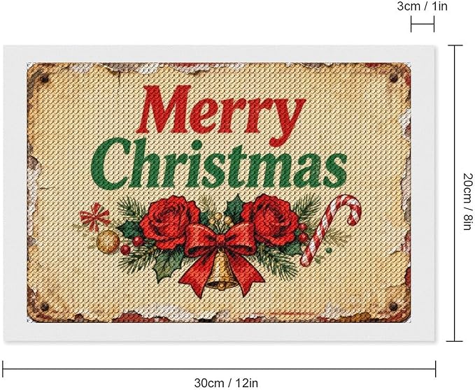 AIVKIEJK Diamond Painting Kits for Adults - Merry Christmas Santa, Holly & Vintage Painting DIY 5D Full Drill Diamond Dots Paintings with Diamonds Gem Art and Crafts Home Decor 8"x12"