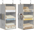 STORAGE MANIAC 6-Shelf Hanging Closet Organizer and Storage, 2 Separable 3-Shelf Haning Organizers for Closet, Collapsible Hanging Shelves Wardrobe Organization, College Dorm Room, Nursery, Gray
