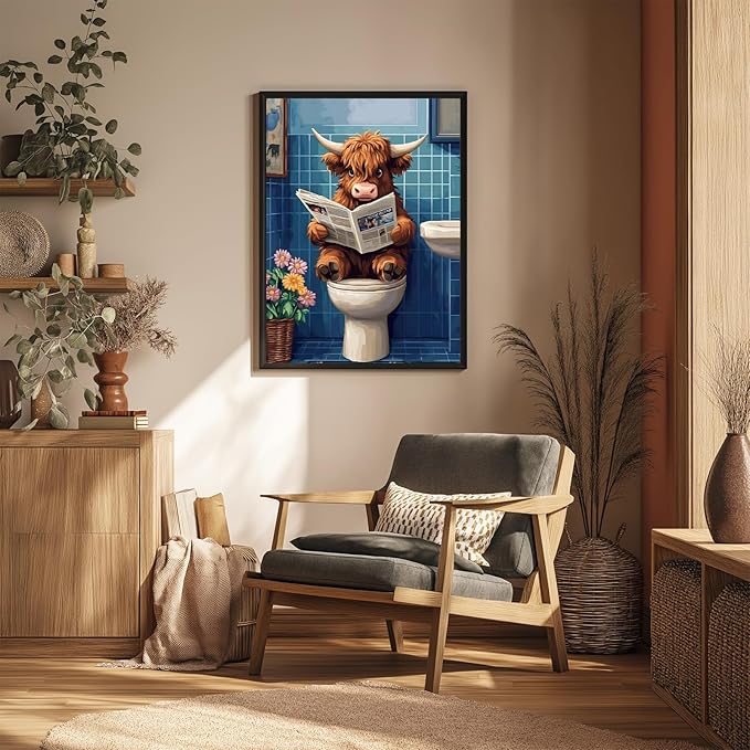 Reivworl Cow Diamond Art Kits for Adults, Cow Diamond Painting Kits, Gem Art Kit for Gifts and Home Interior Decor 12x16 Inch