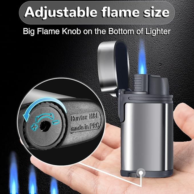 Urgrette 2 Pack Torch Lighter Refillable Butane Lighters Single Jet Flame Mini Pocket Lighter Gas Adjustable Flame for Camping BBQ Grill Candle Party (Without Fuel)