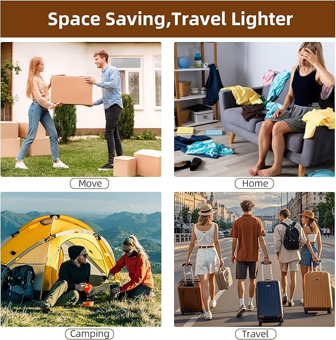 18 Pack Travel Vacuum Bags for Clothing,Compression Seal Packing Cubes for Suitcase Backpack,Vacuum Seal Bags for Clothing,Carry-on Size Space Saver Storage Bags 80% for Travel & Home(No pump)