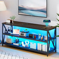 Lvifur RGB TV Stand up to 65''Televisions, TV Console Table with Wireless Charging Station,Entertainment Center with Human Body Sensor and Storage Shelves for Living Room，Bedroom(Black)