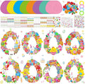 Hollowfly 48 Sets Easter Wreath Craft Kits DIY Easter Egg Wreath Hanging Ornaments Make Your Own Paper Craft with Stickers for Holiday Party Favors Home Activities Front Door Decor