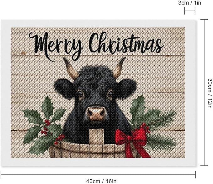 AIVKIEJK Diamond Painting Kits for Adults - Highland Cow Merry Christmas Painting DIY 5D Full Drill Diamond Dots Paintings with Diamonds Gem Art and Crafts Home Decor 12"x16"