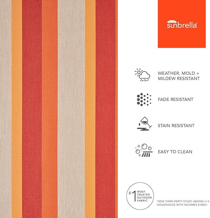 Sunbrella Outdoor Fabric by The Yard | Gateway Tamale (Striped) | Official Sunbrella Seller | Indoor or Outdoor Upholstery Fabric for Chairs, Cushions, Drapery, Pillows, Furniture