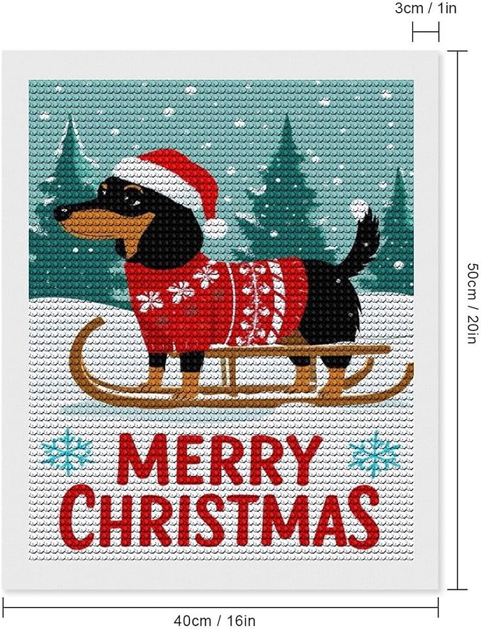AIVKIEJK Diamond Painting Kits for Adults - Merry Christmas Dachshund Painting DIY 5D Full Drill Diamond Dots Paintings with Diamonds Gem Art and Crafts Home Decor 16"x20"
