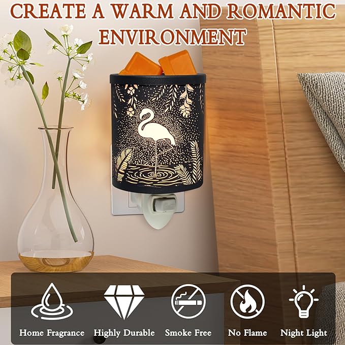 Plug in Wax Warmer Candle Wax Warmer for Scented Wax melt Warmer Electric Wax Burner Fragrance Oil Candle Warmer for Office Bedroom Gift & Home Decor(Swarns of Stars Flamingo)