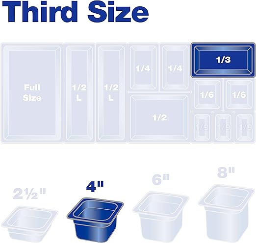 Carlisle FoodService Products Storplus High Heat Food Pan, Chafing Pan with Spoonable Corners for Catering, Buffets, Restaurants, High Heat Plastic, 1/3 Size 4 Inches Deep, Amber