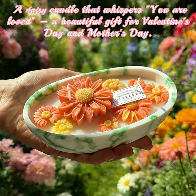 Daisy Candle Molds, 4Pcs Daisy Flower Silicone Molds for Candle, Boat Shaped Candle Vessel Mold Set for Scented Candle Making, Soap, Resin, DIY Handmade Aromatherapy Mothers Day Gifts