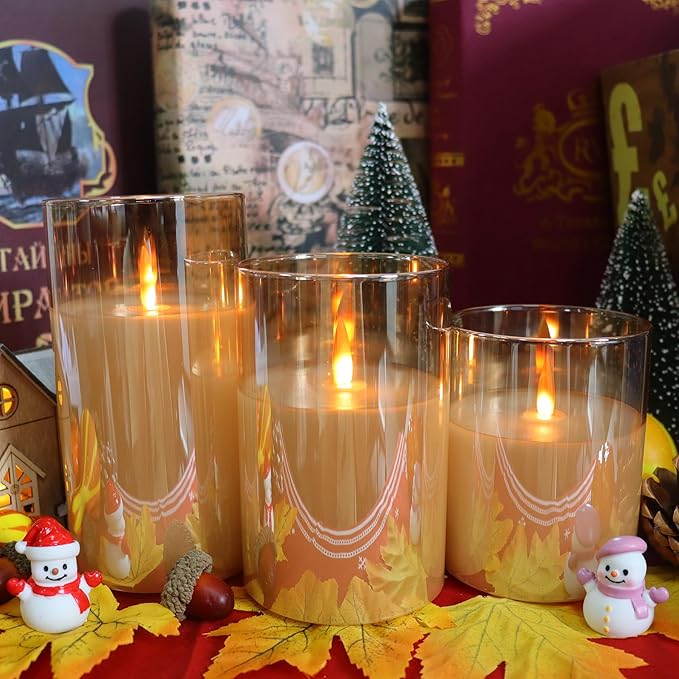 200 Hours Rechargeable Flickering Flameless Candles, Mothers Day Gifts, Rechargeable Battery Glass Pillar Candle with Remote and Timer, Real Wax for Home Living Room Decor, Ideal Gift for Women