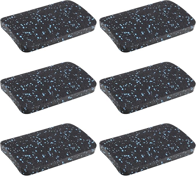 Exercise Equipment Mat Pads - 6 PCS Non-Slip Rubber Vibration Dampening Pads for Elliptical and Spin Bike - Noise Reduction Mat for Carpet and Tile - 4.7"x3.2"x0.5"
