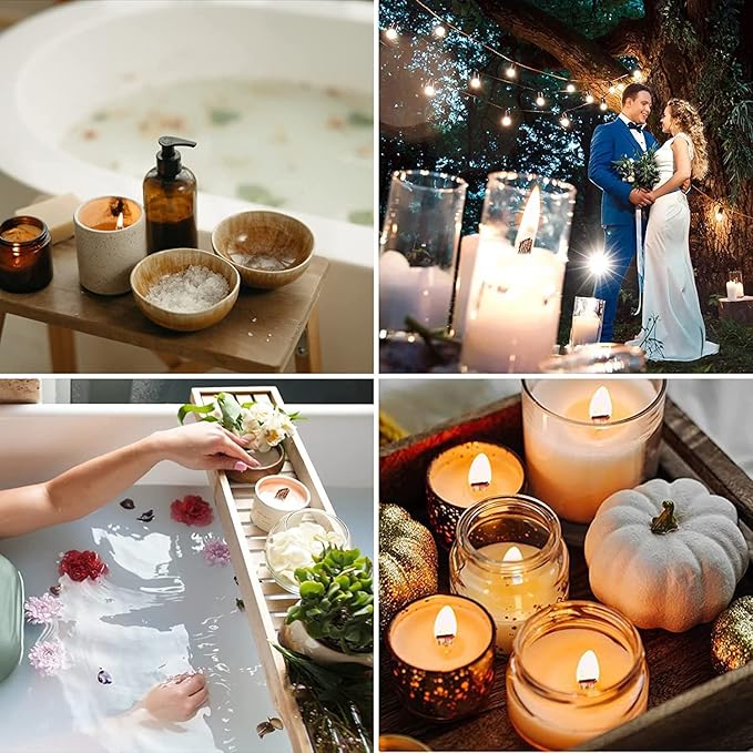 200 pcs Wooden Wicks for Soy Candle Making,6 inch Crackling Wooden Wicks/Slow Burning Candle Wick with Metal Base Clip 100 Sets