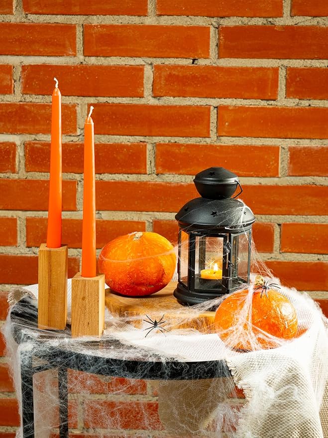 CANDWAX 12 inch Orange Taper Candles Set of 4 — Unscented Dripless Smokeless Slow Burning Orange Tapered Candlesticks — Ideal as Thanksgiving Dinner Table Centerpiece or for Halloween Décor