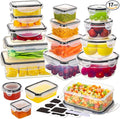 34 PCS Food Storage Containers with Lids Airtight(17 Lids &17 Containers) - Microwave/Dishwasher Safe 100% Leakproof Storage Containers for Meal Prep Kitchen Storage Organization with Labels & Pen