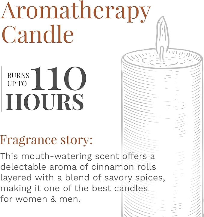 Candle-lite Scented Candles, Cinnamon Rolls Fragrance, One 18 oz. Single-Wick Aromatherapy Candle with 110 Hours of Burn Time, Brown Color
