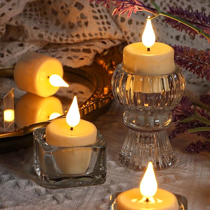 Daord Rechargeable LED Tealight Candle with Remote Control & Timer Flickering FlamelessTea Light Electric Fake Candles with USB Charging Cable for Halloween,Latern,Table,Xmas Decor (12pcs,Warm White)
