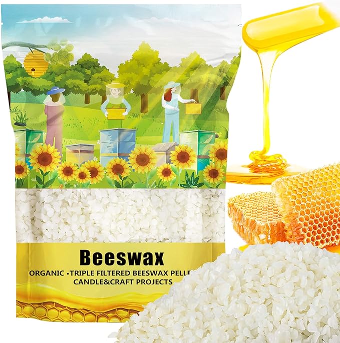CARGEN White Beeswax Pellets - 3LB Beeswax Pastilles Bulk Bees Wax Pellets Triple Filtered for DIY Making Candles Skin Care Lip Balm Soap Lotion and Soap Making Supplies for Christmas,Halloween