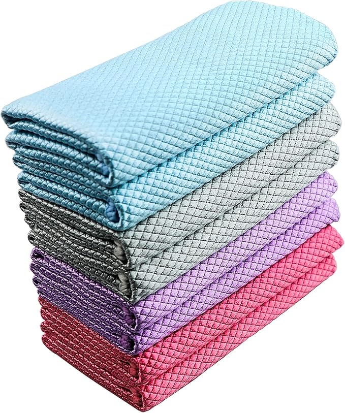 Niveaya Microfiber Glass Cleaning Cloth, Multi-Functional Reusable Lint Free Cloths, Stainless Steel Windshield Shower Window Cleaning Cloth, Suitable for Home, Kitchen and Auto, Pack 8,Mix