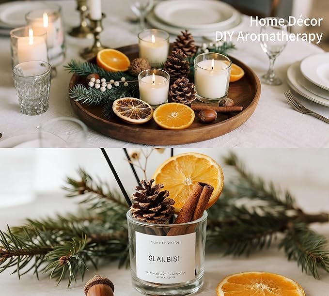 DIY Natural Dried Flower Kit - Bulk Dried Plants, Pine Cones, Scented Lemon Slices, Cinnamon Sticks Wood Roses & Mini Pinecones for Home Décor, Christmas Decoration (Orange - B)