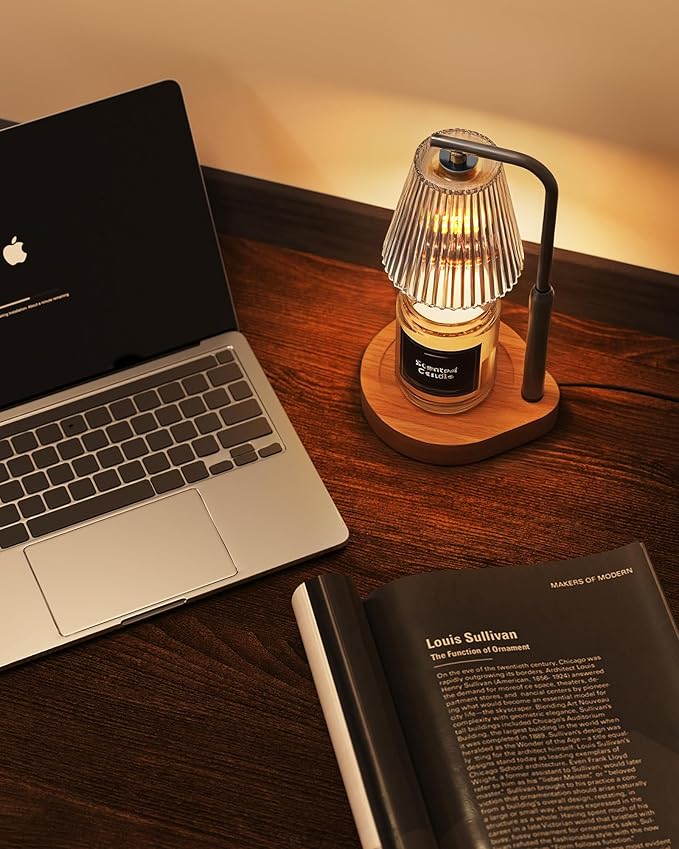 Candle Warmer Lamp with Timer & Dimmer for Yankee Candles, Adjustable Height Candle Warmer for Jar Candles, Wax Melt Lamp for Cozy Home Decor & Gifts,Glass, 2 Bulbs